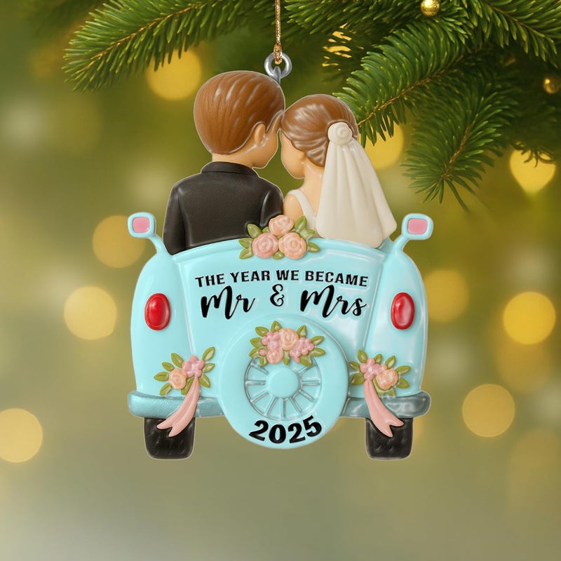 Fastpeace Wedding Ornament 2025 – The Year We Became Mr and Mrs 2025 – First Christmas Married Ornament – Bride and Groom Car Keepsake – Gift for Newlyweds, Couples, Husband and Wife (Blue) - Image 5